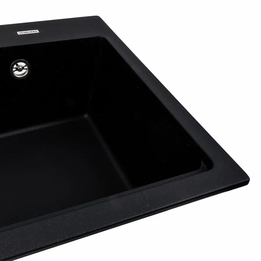 Гранитная мойка для кухни VALESO NIKA 7545 матовая Черный металлик
