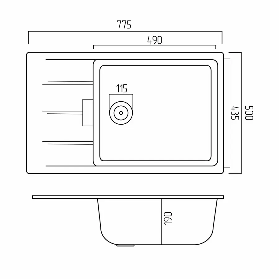 Гранитная мойка для кухни VALESO ROMA 7850 матовая Черный металлик