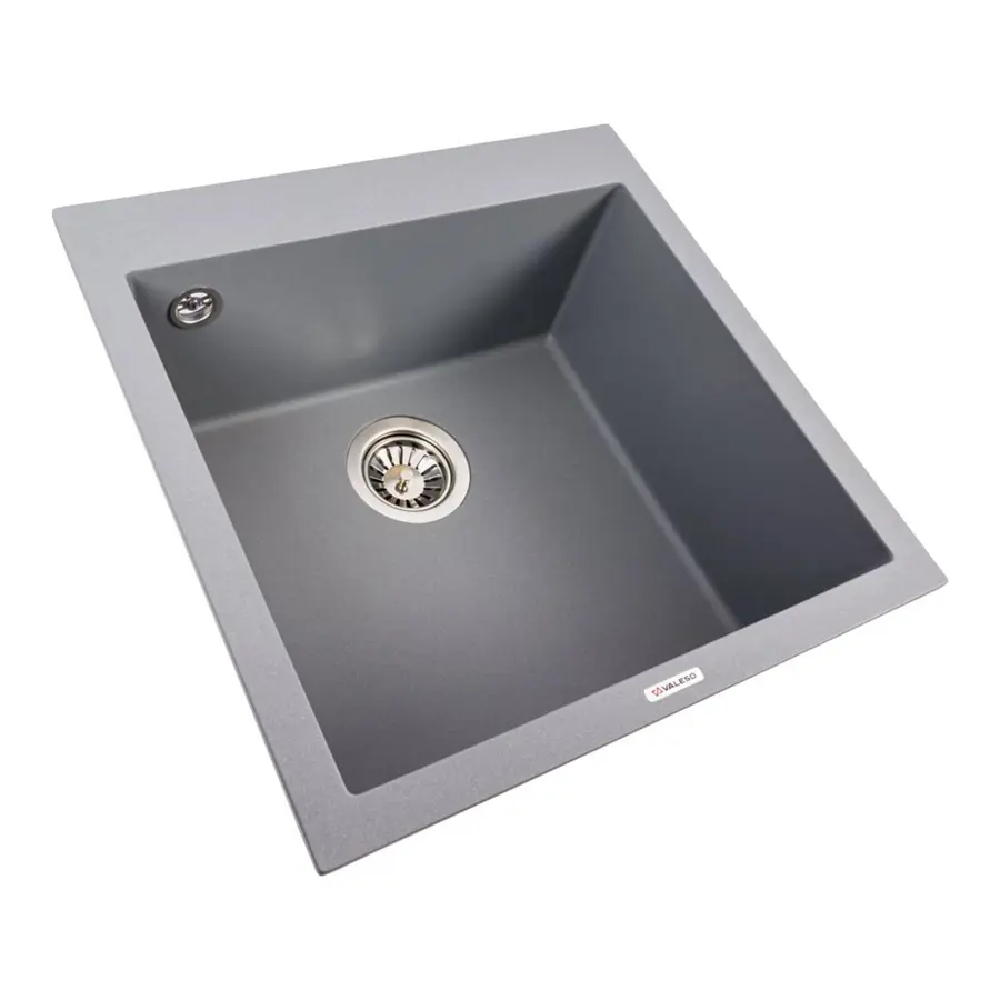 Гранитная мойка для кухни VALESO GALAX 5050 матовая Серый металлик