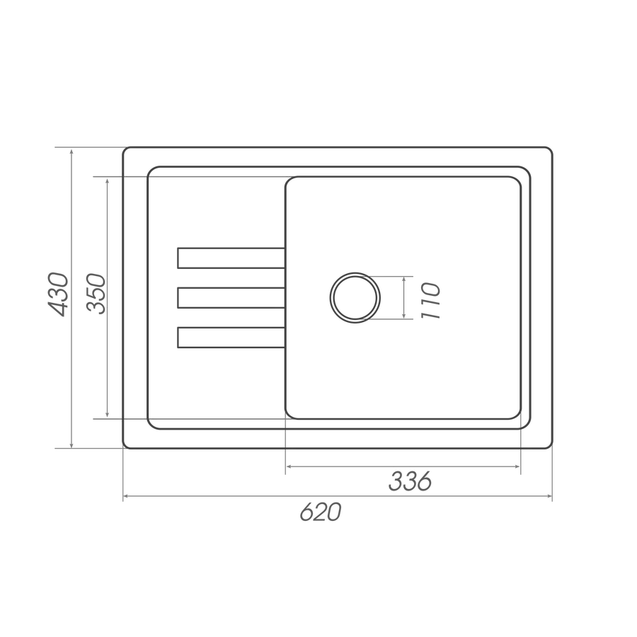 Гранітна мийка для кухні Platinum 6243 LIANA матова Сіра