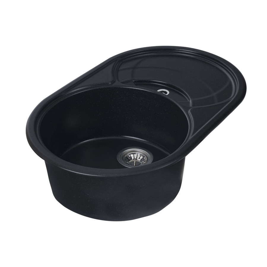Гранітна мийка для кухні Platinum 7750 GAZZO глянець Чорний металік