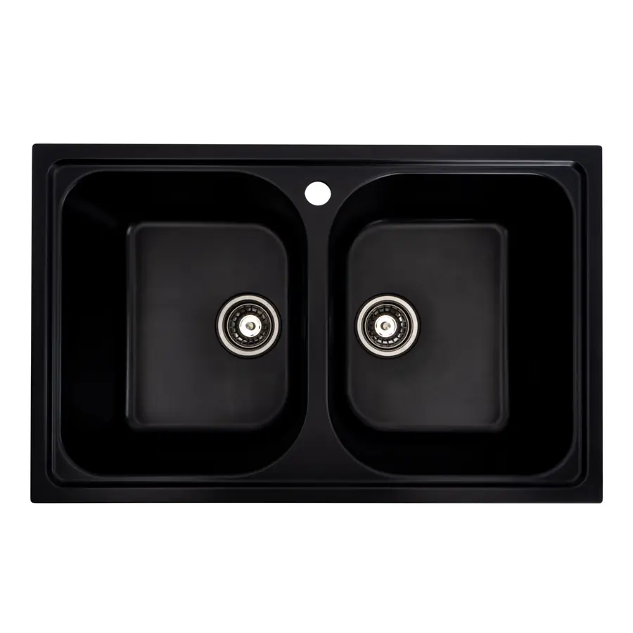 Гранітна мийка для кухні Platinum 7950 Equatoria глянець Чорний