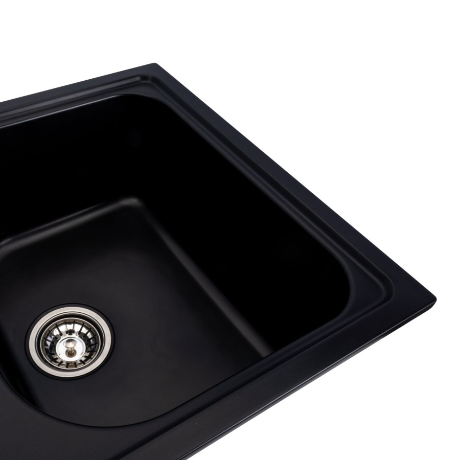 Гранітна мийка для кухні Platinum 7950 Equatoria глянець Чорний