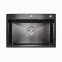 Кухонна мийка Platinum Handmade PVD 650х450х220 чорна (товщина 3.0/1.5 корзина та дозатор в комплекті)