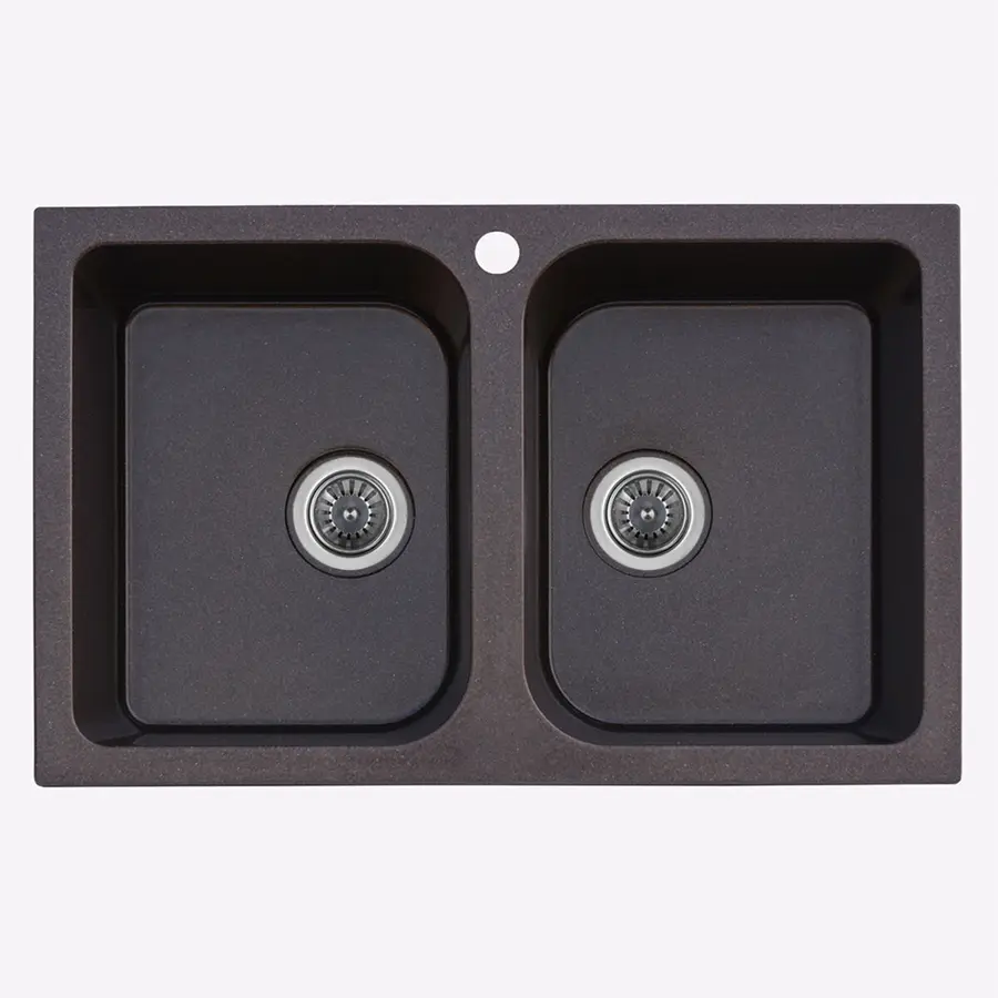 Гранітна мийка для кухні Platinum 7648W TWIN глянець Мокко