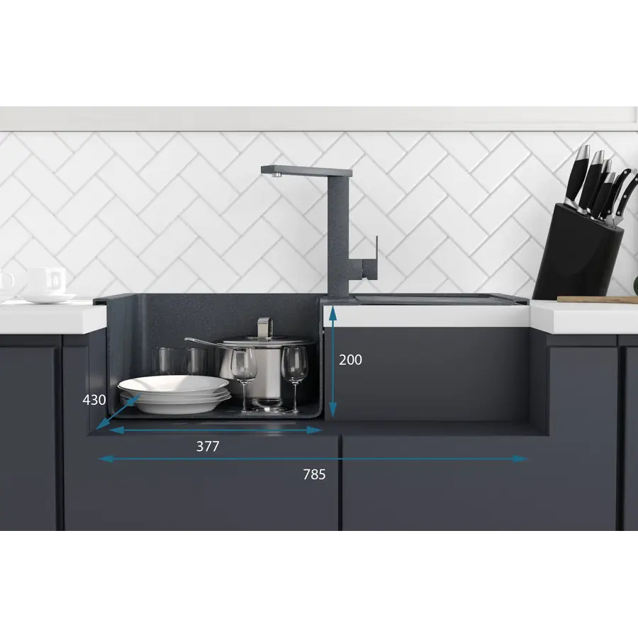 Гранітна мийка для кухні Platinum 7950 Selena матова Антрацит