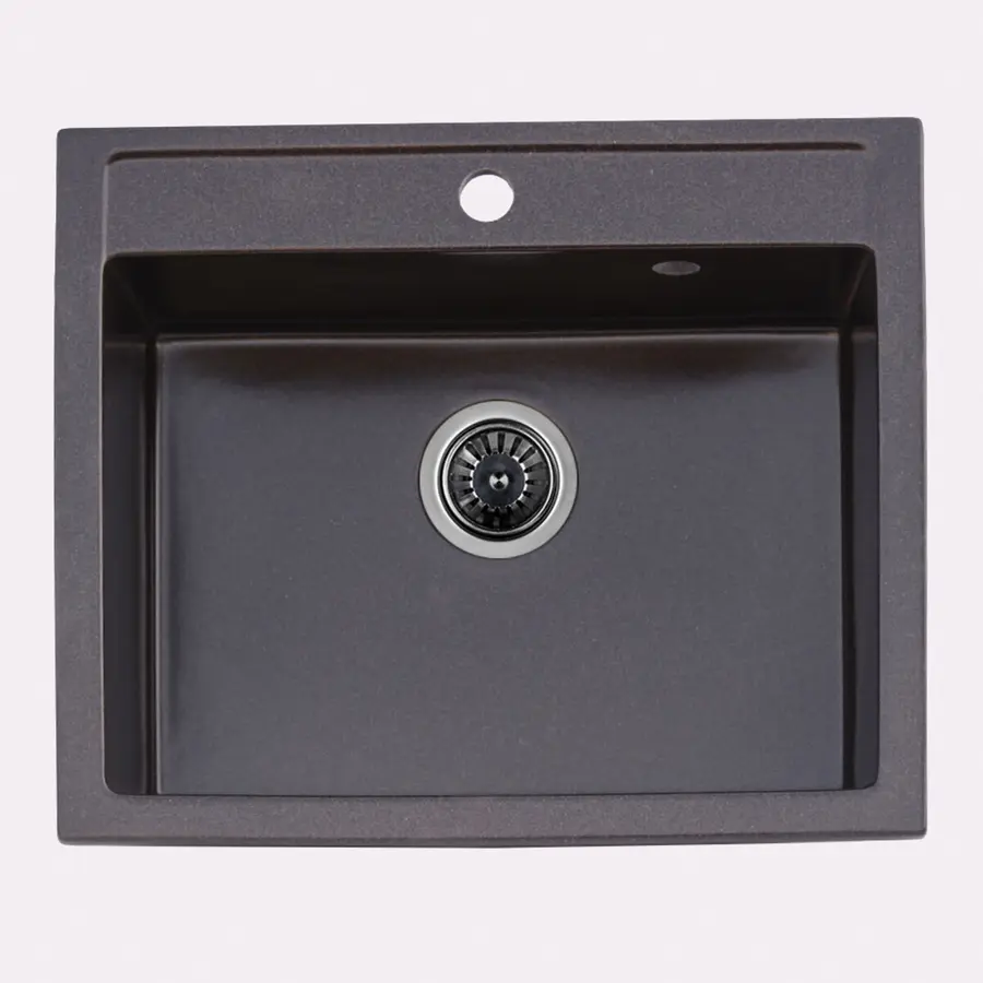 Гранітна мийка для кухні Platinum 5850 IRENA глянець Мокко