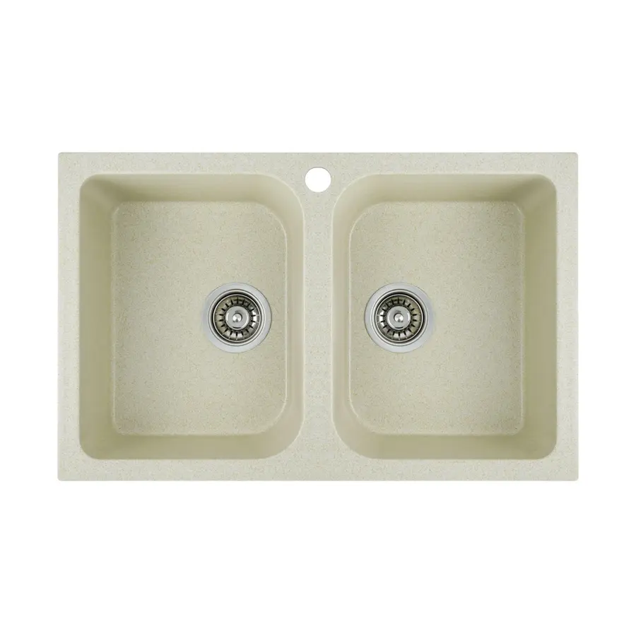 Гранітна мийка для кухні Platinum 7648W TWIN глянець Пісок