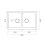 Гранітна мийка для кухні Platinum 7648W TWIN глянець Пісок