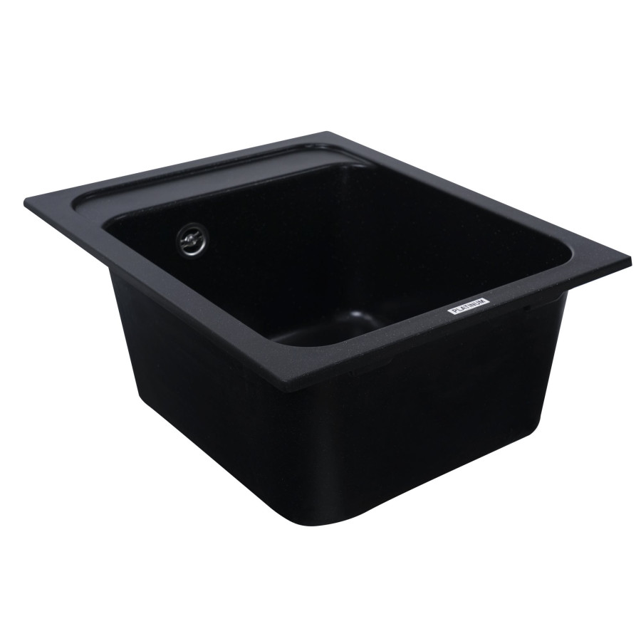 Гранітна мийка для кухні Platinum 4050 KORRADO матова Чорний металік