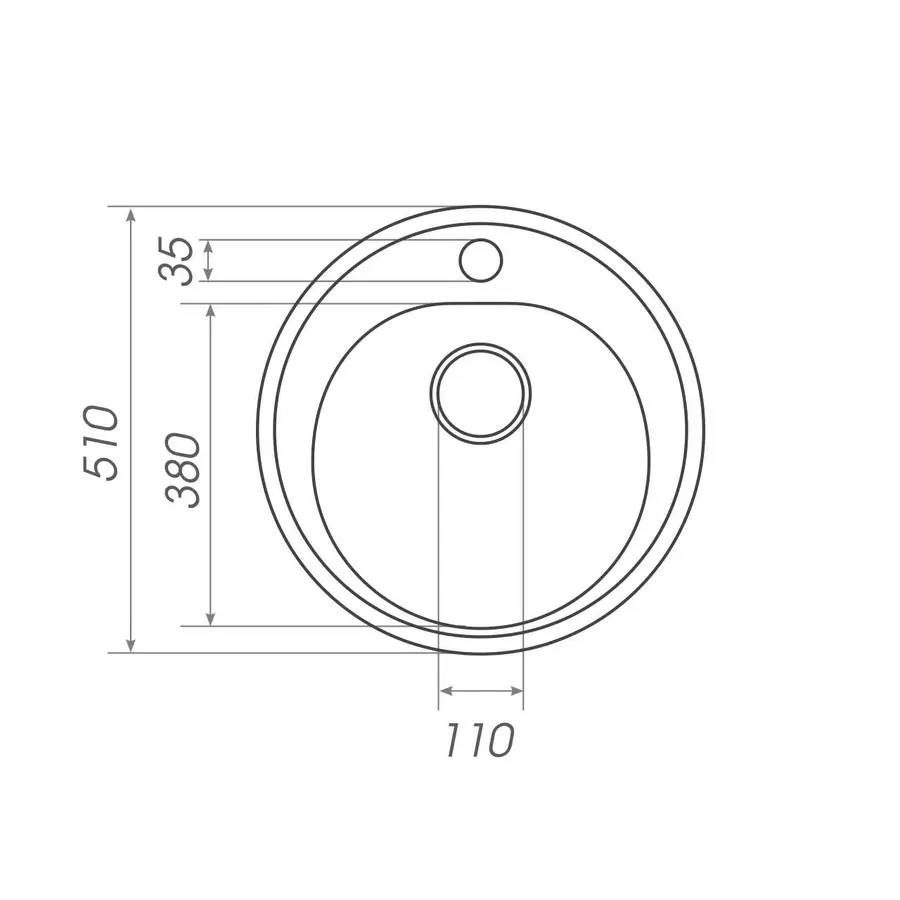 Гранітна мийка для кухні Platinum 510 LUNA матова Сіра