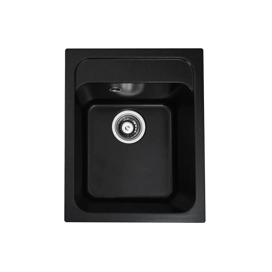 Гранітна мийка для кухні Platinum 4050 RUBY глянець Чорний металік