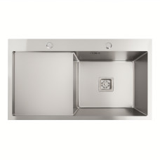 Кухонна мийка Platinum Handmade 860х500х230 R (квадратний сифон 3,0/1,0)