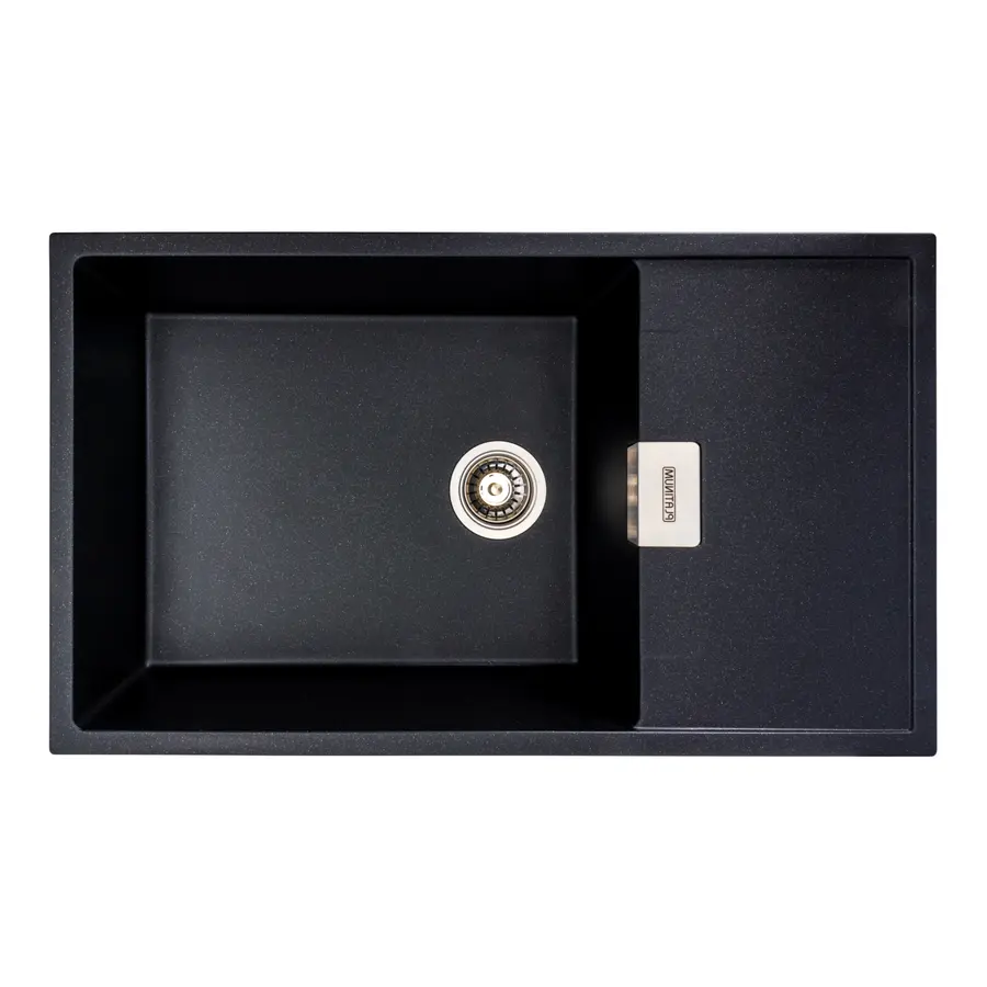Гранітна мийка для кухні Platinum 8650 DIAMOND матова (чорний металік)
