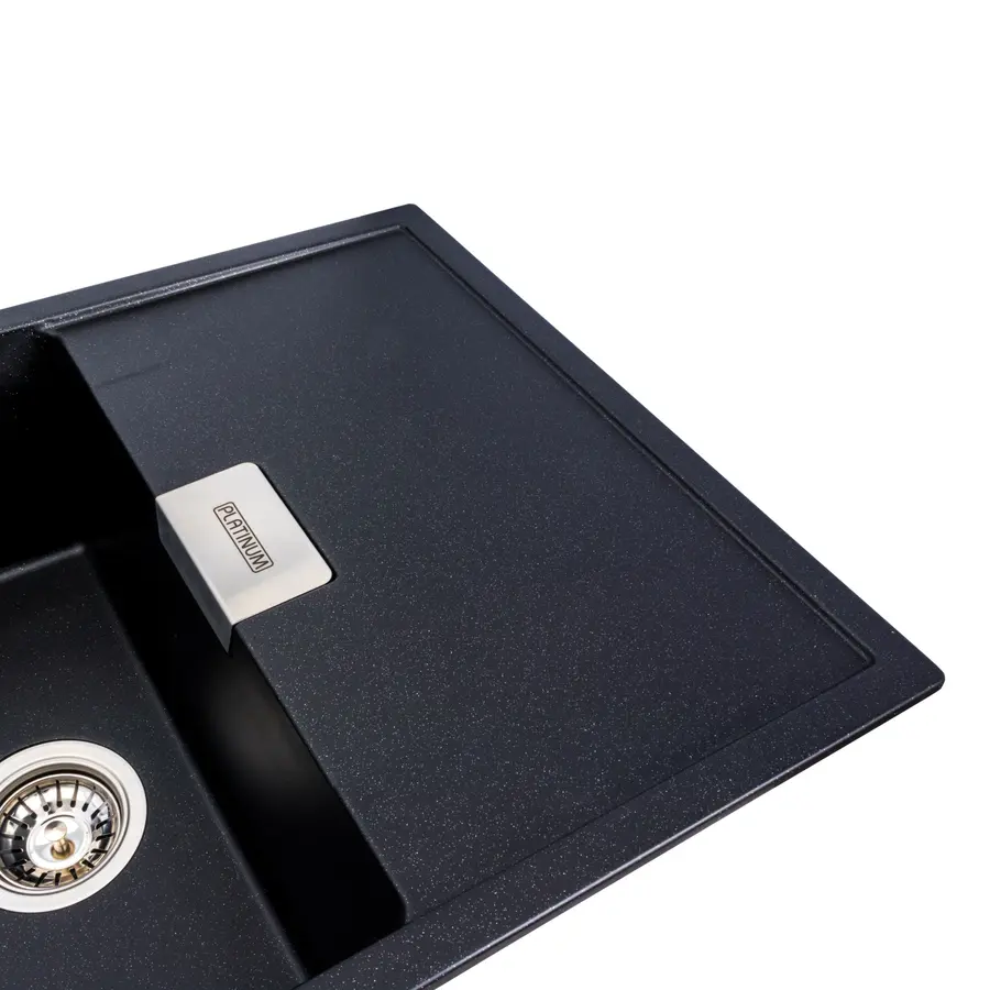 Гранітна мийка для кухні Platinum 8650 DIAMOND матова (чорний металік)