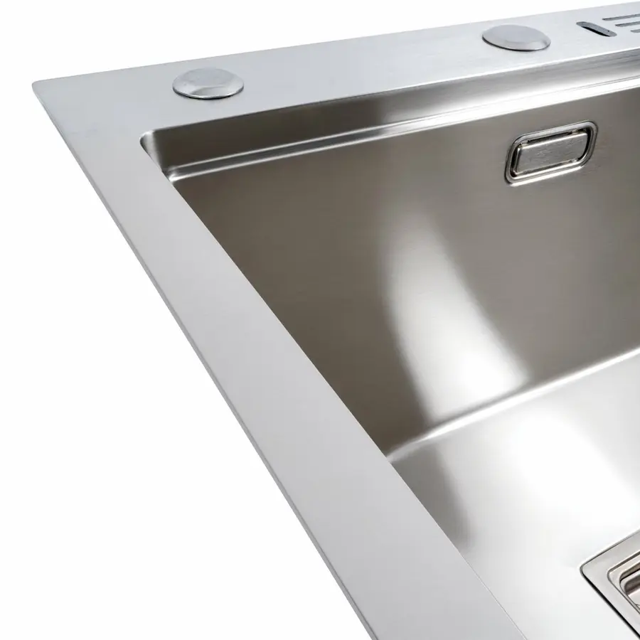 Кухонна мийка 50*50 нержавійка з підставкою для ножів + Подарунок сифон квадратний, дозатор