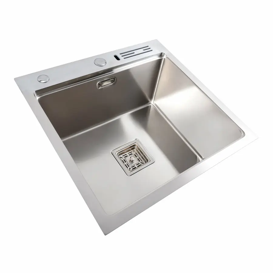 Кухонна мийка 50*50 нержавійка з підставкою для ножів + Подарунок сифон квадратний, дозатор