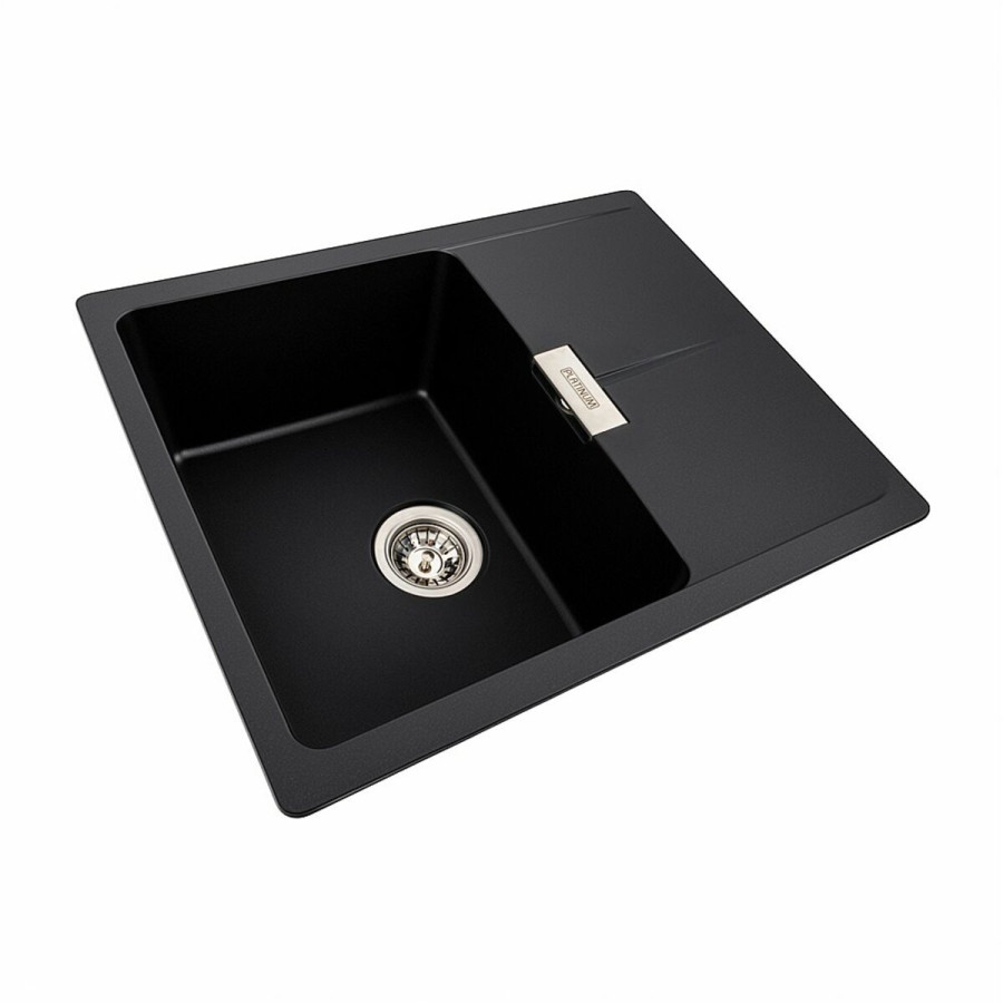 Гранітна мийка для кухні Platinum 6250 ZIRKONE матова Чорна