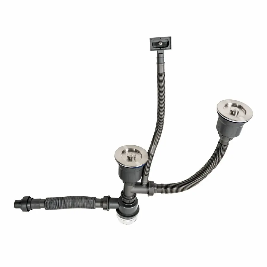 Сифон подвійний для мийок Handmade HB340 Platinum