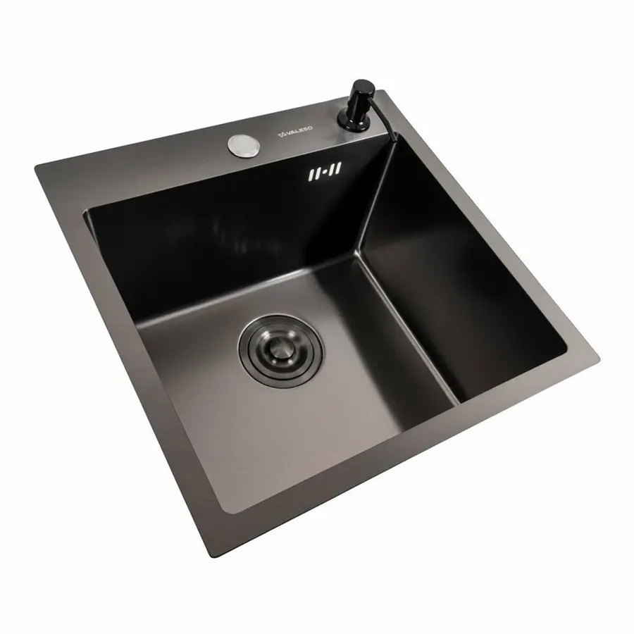 Кухонная мойка 45*45 Valeso Handmade PVD черная (сифон круглый 3,0/0,8)