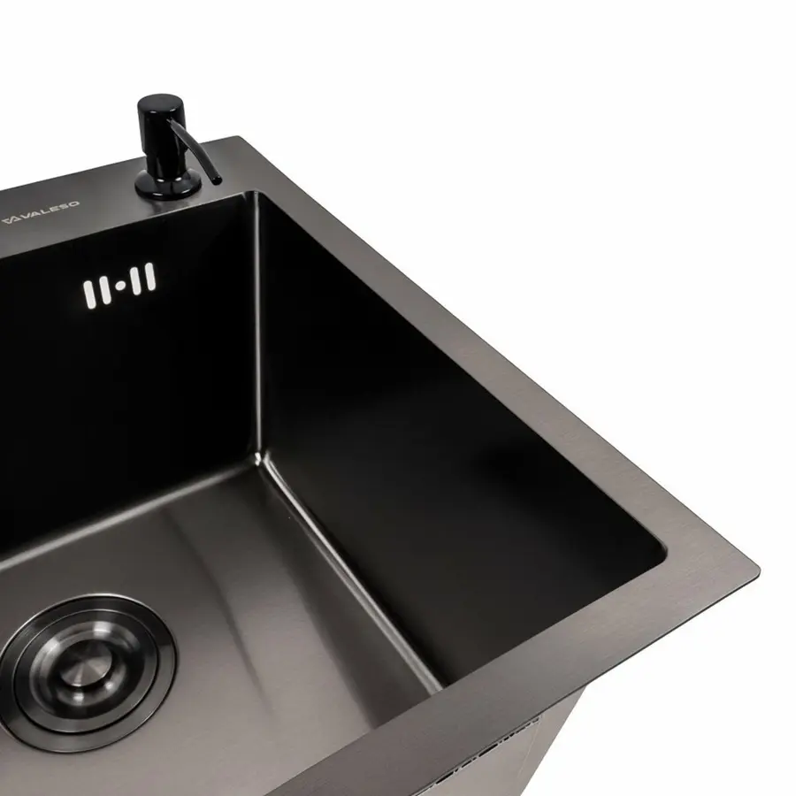 Кухонная мойка 45*45 Valeso Handmade PVD черная (сифон круглый 3,0/0,8)