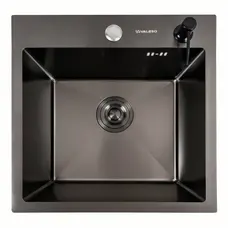 Кухонна мийка 45*45 Valeso Handmade PVD чорна (сифон крулий 3,0/0,8)