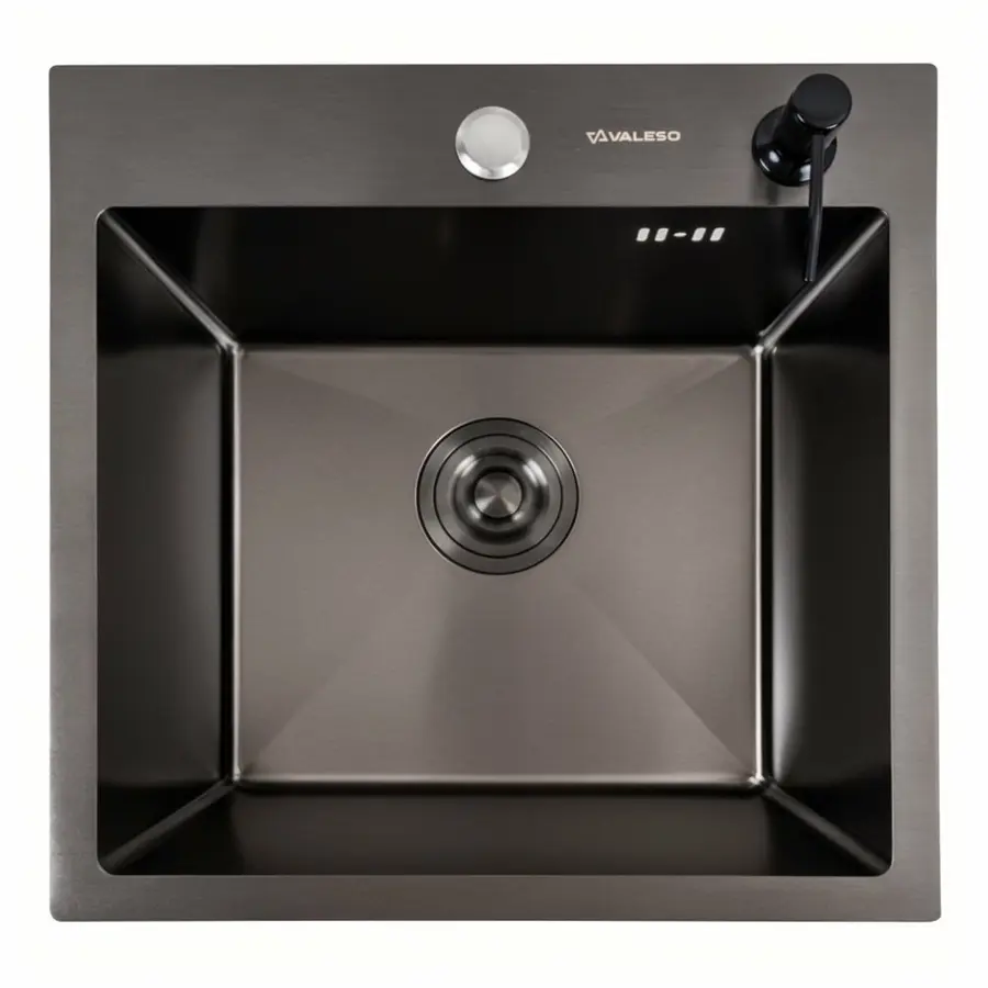 Кухонная мойка 45*45 Valeso Handmade PVD черная (сифон круглый 3,0/0,8)