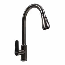 Кухонний змішувач TH38 Valeso PVD чорний з висувною лійкою