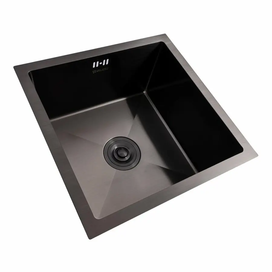 Кухонна мийка PVD чорна СМ 44*44 VALESO Handmade (монтаж під стільницю)