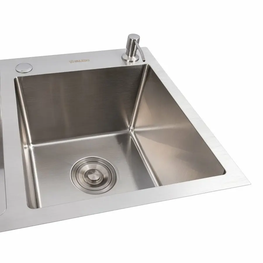 Кухонная мойка 78*43 нержавейка на две чаши VALESO Handmade (3.0/0.8)
