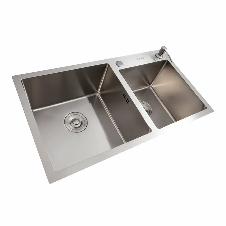 Кухонная мойка 78*43 нержавейка на две чаши VALESO Handmade (3.0/0.8)