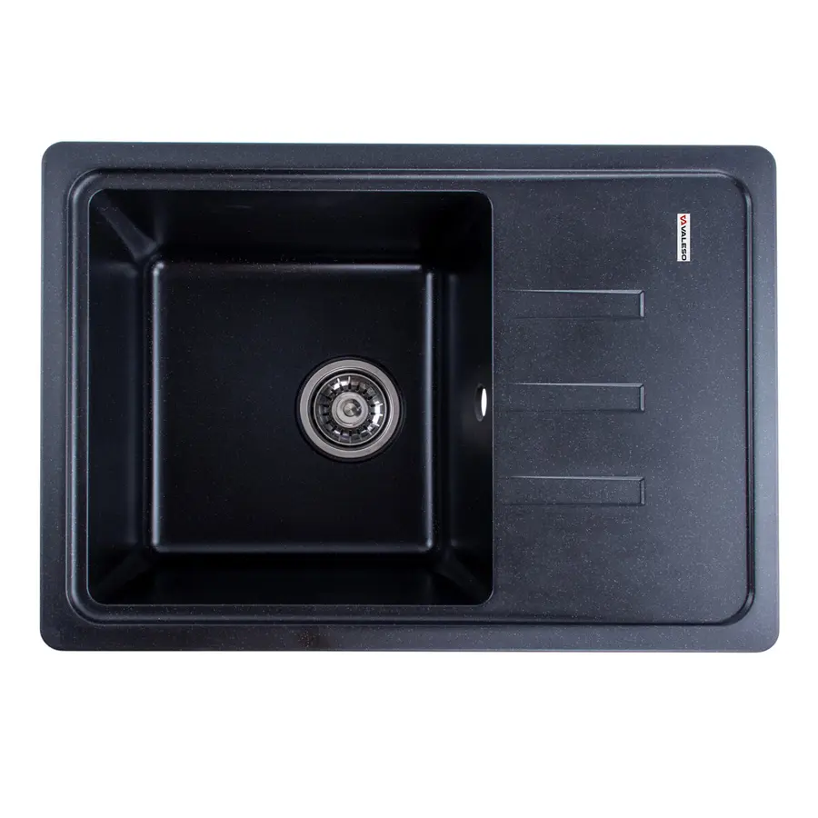Гранитная мойка для кухни VALESO LIANA 6243 матовая Черный металлик