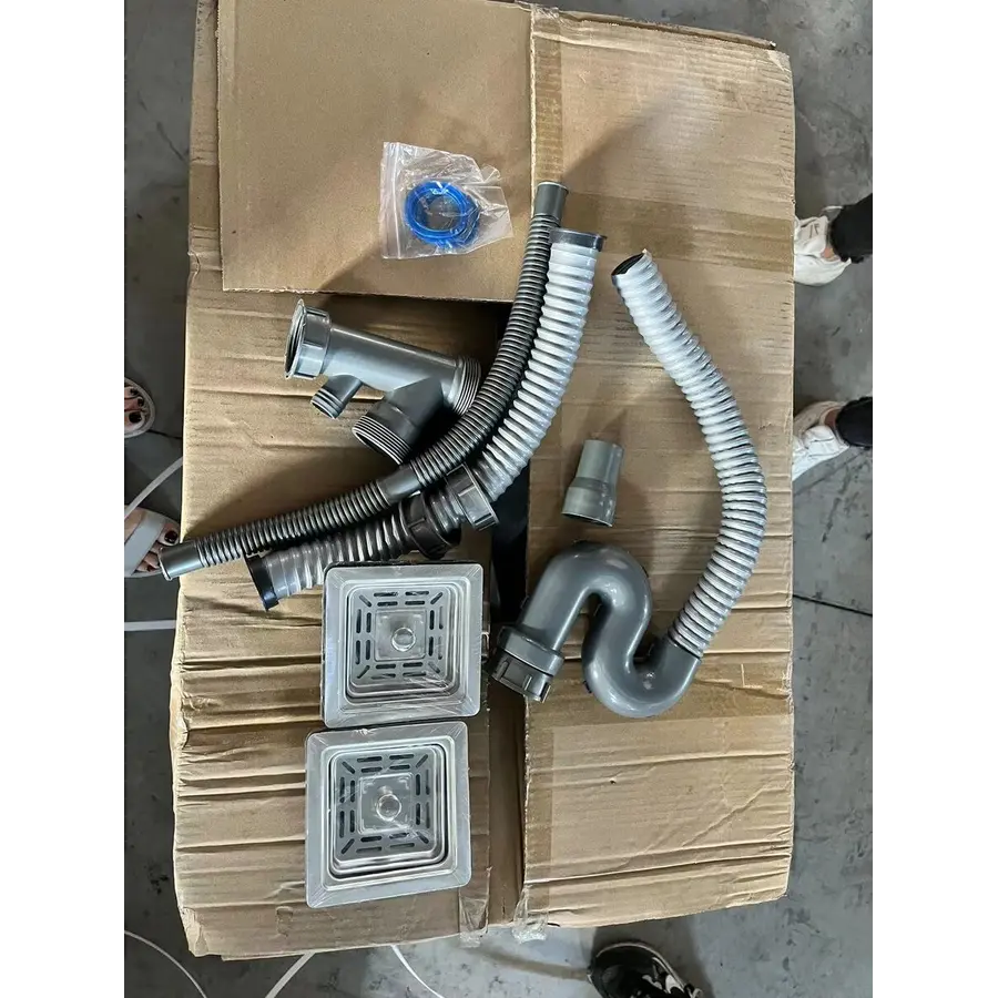 Сифон подвійний для мийок Handmade (квадратний сифон,квадратний перелив)