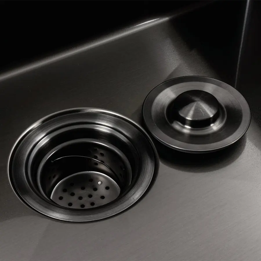 Кухонная мойка черная PVD 60х50 с подставкой для ножей