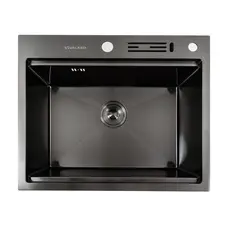 Кухонна мийка чорна PVD 60х50 з підставкою для ножів