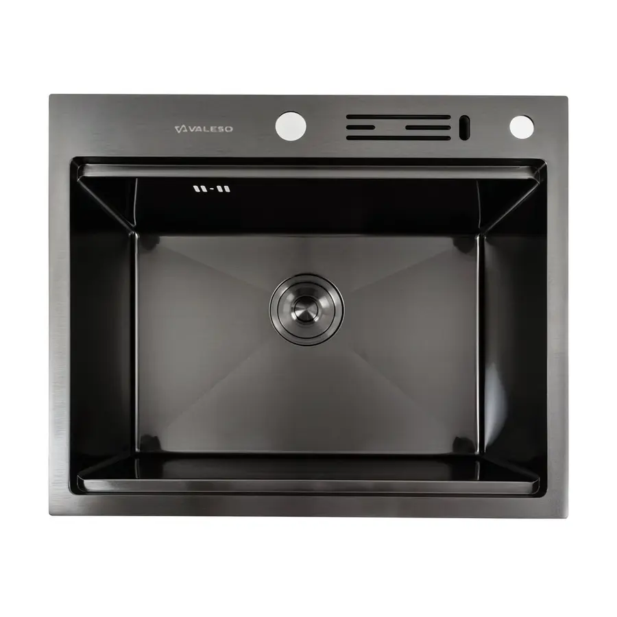 Кухонная мойка черная PVD 60х50 с подставкой для ножей