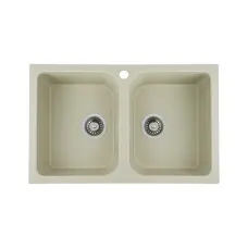 Гранітна мийка для кухні Platinum 7648W TWIN глянець Айворі