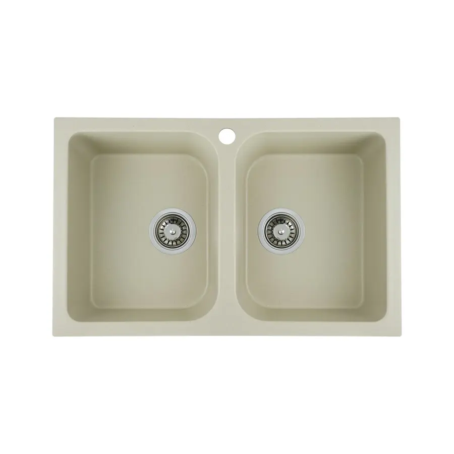 Гранітна мийка для кухні Platinum 7648W TWIN глянець Айворі