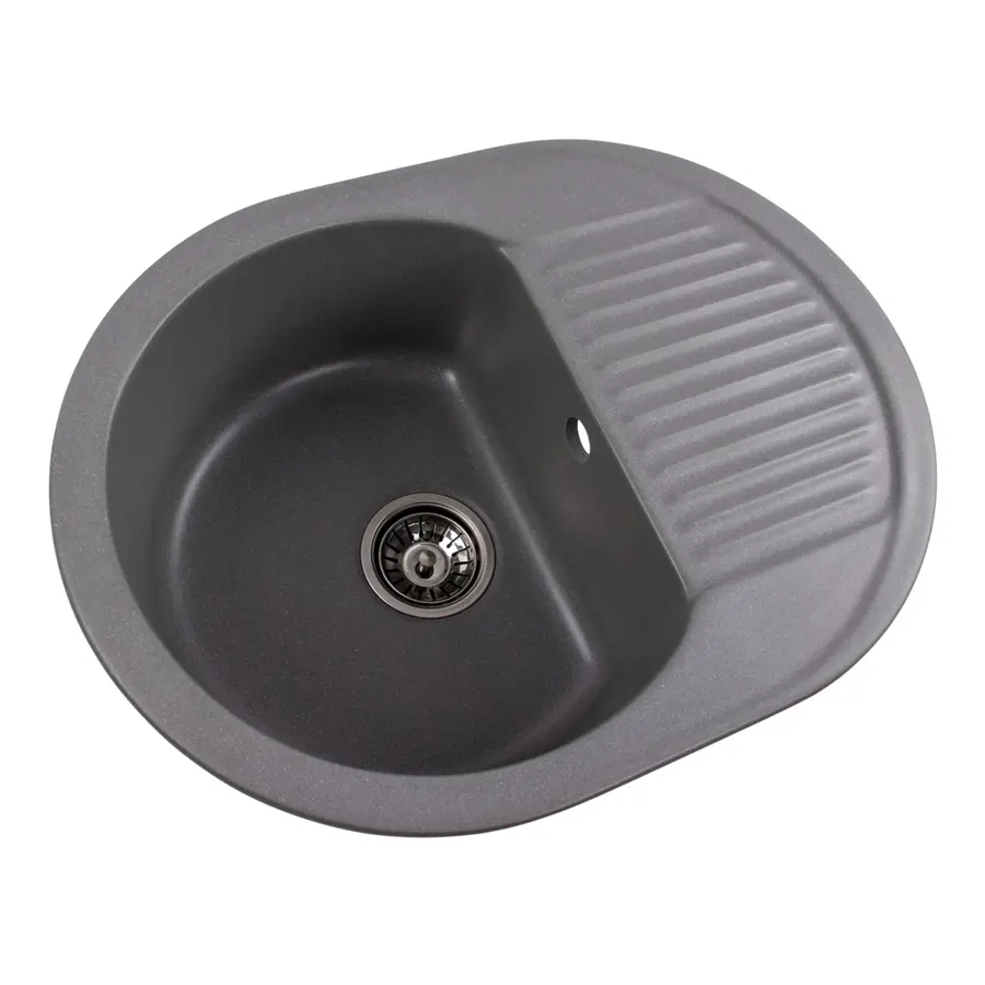 Гранітна мийка для кухні Platinum 6247 BORA глянець Сірий мусон