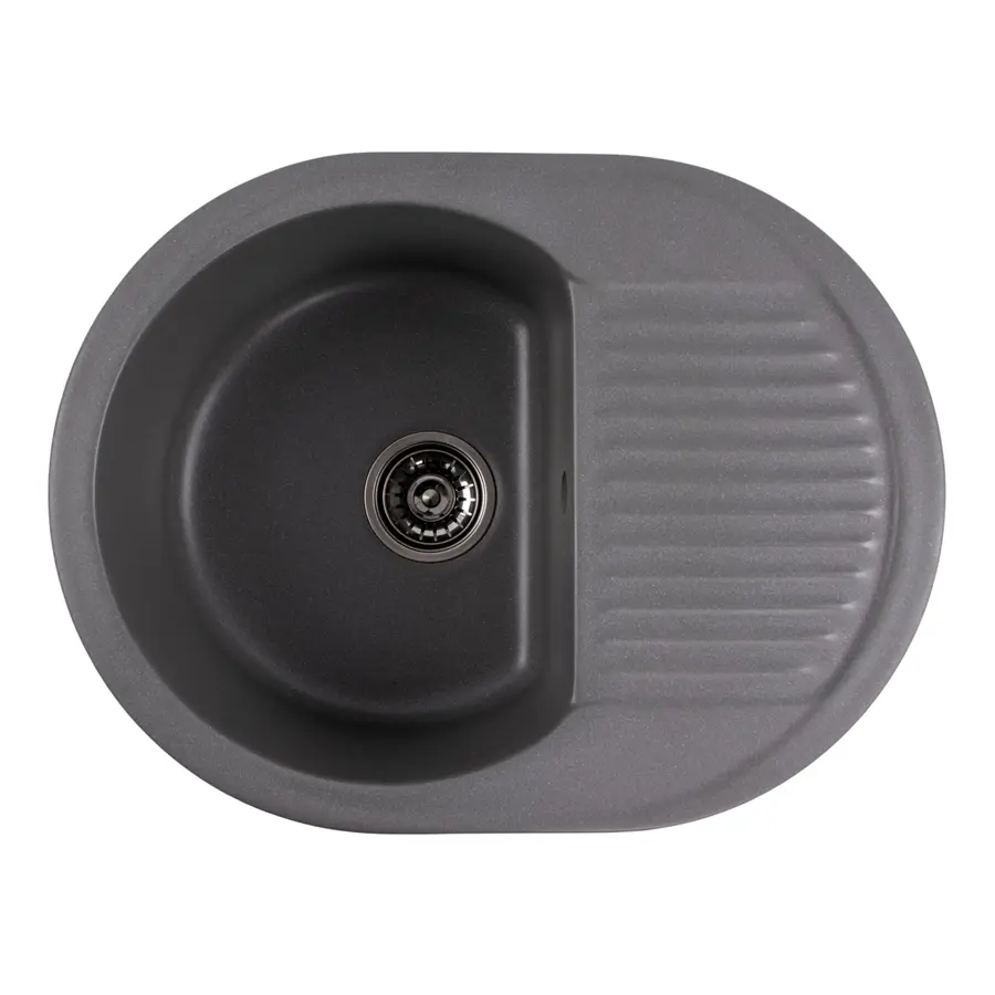 Гранітна мийка для кухні Platinum 6247 BORA глянець Сірий мусон