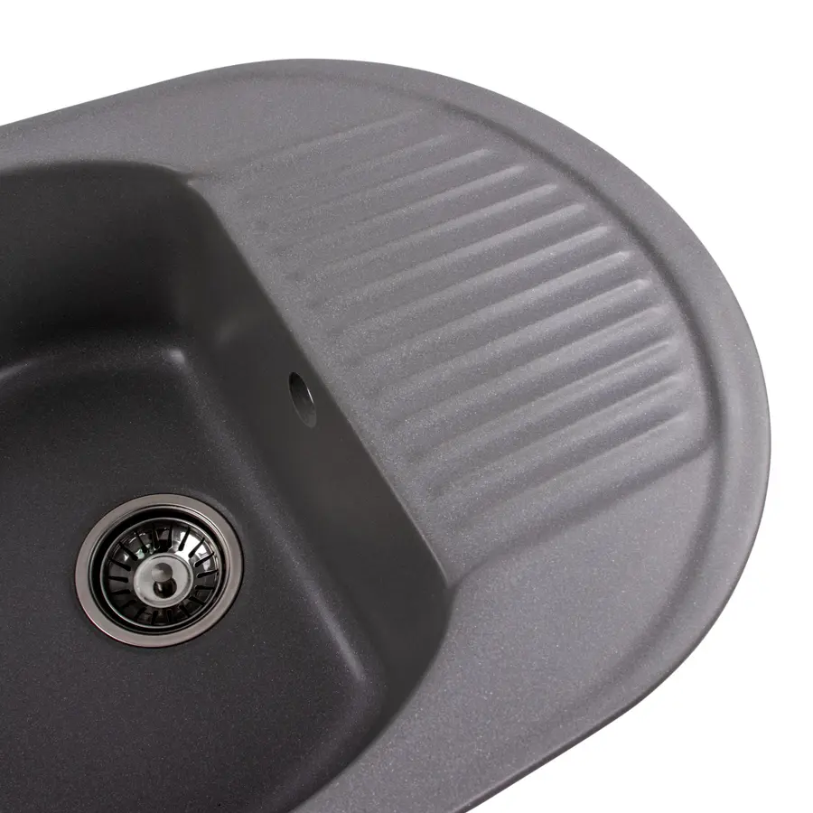 Гранітна мийка для кухні Platinum 6247 BORA глянець Сірий мусон