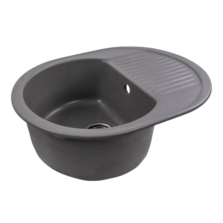 Гранітна мийка для кухні Platinum 6247 BORA глянець Сірий мусон