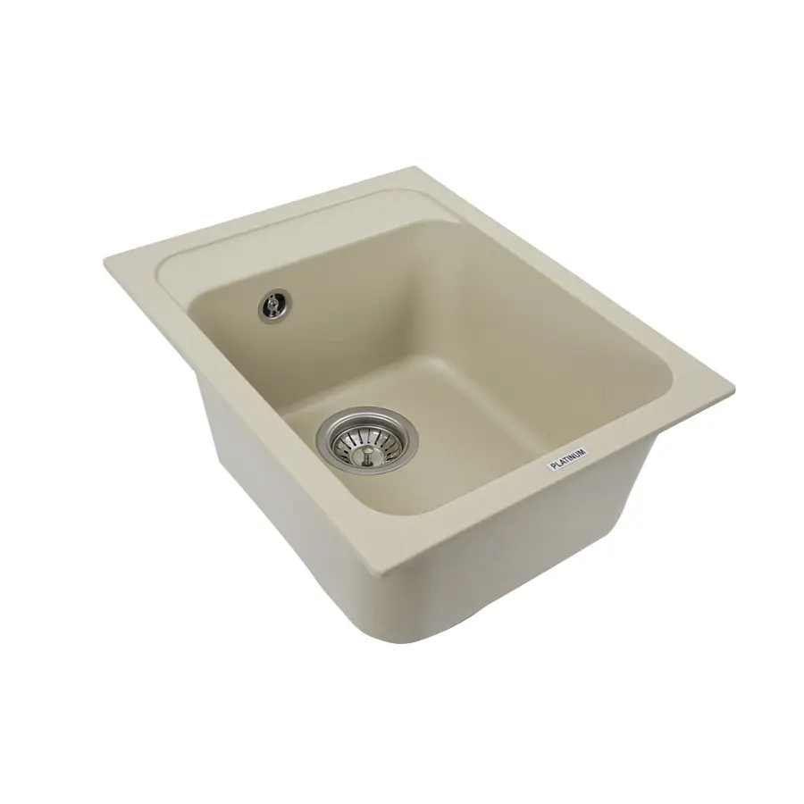 Гранітна мийка для кухні Platinum 4050 KORRADO матова Айворі