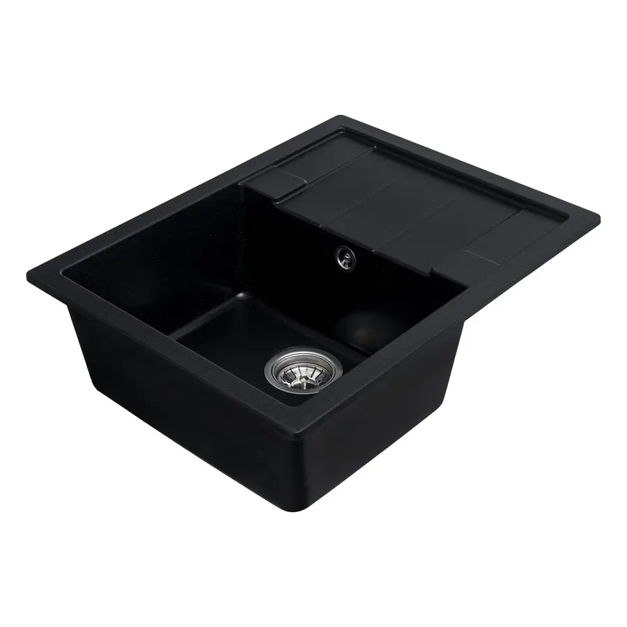 Гранітна мийка для кухні Platinum 6550 INTENSO матова Чорний металік