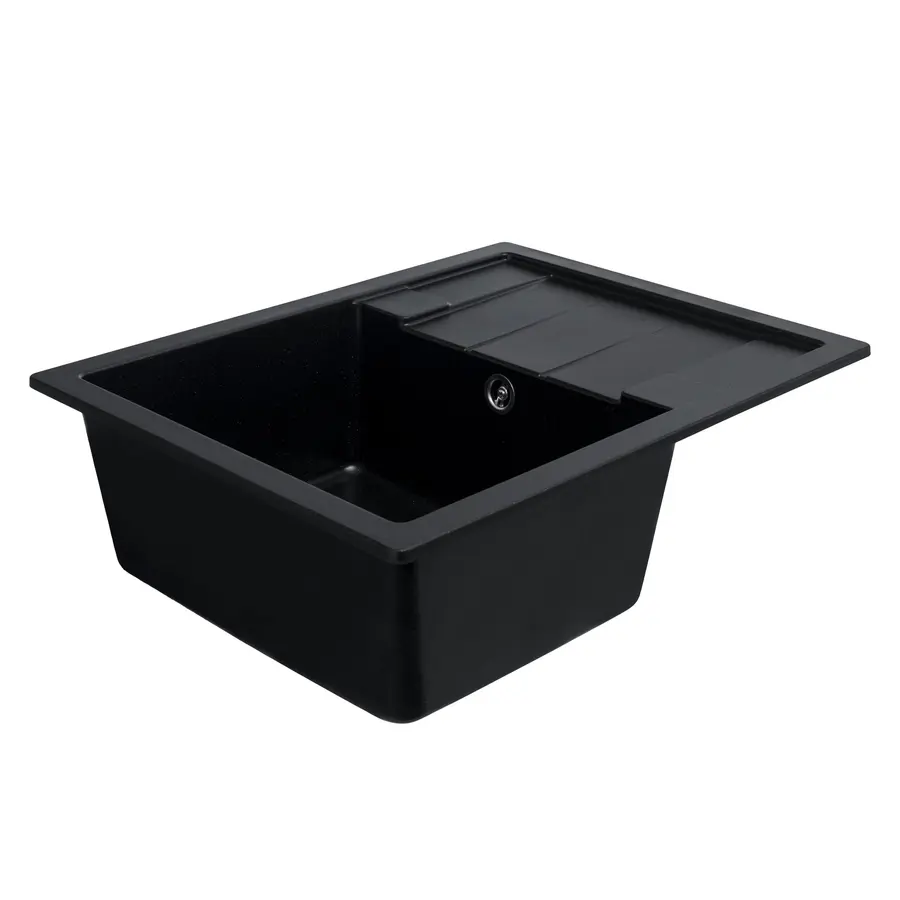 Гранітна мийка для кухні Platinum 6550 INTENSO матова Чорний металік