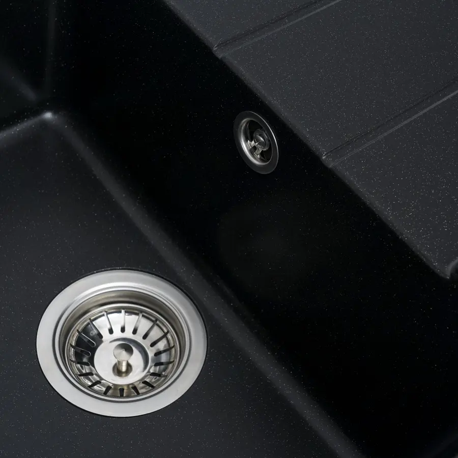 Гранітна мийка для кухні Platinum 6550 INTENSO матова Чорний металік