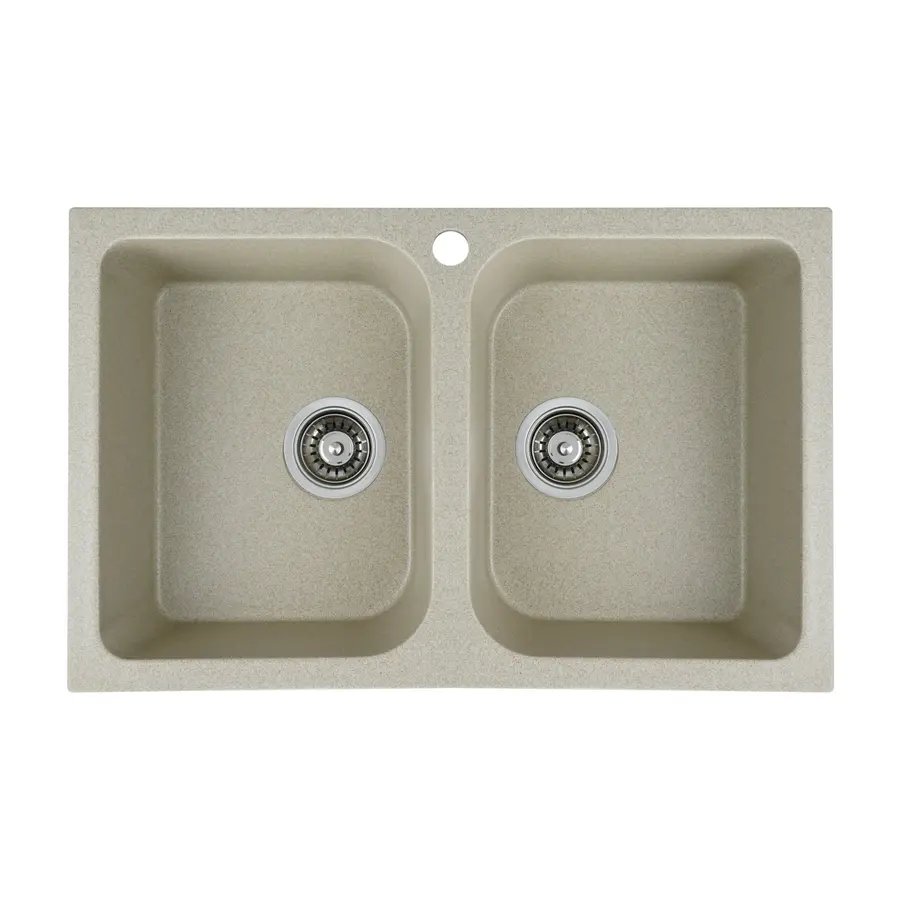 Гранітна мийка для кухні Platinum 7648W TWIN глянець Сафарі