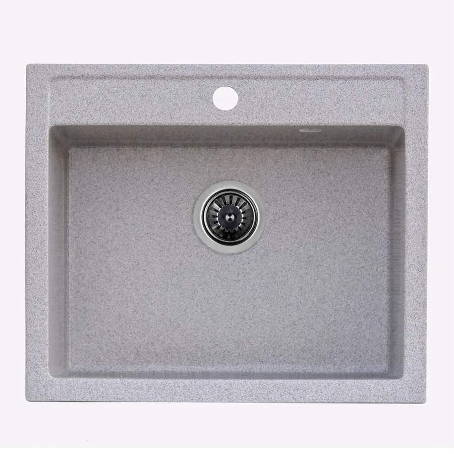 Гранітна мийка для кухні Platinum 5850 IRENA глянець Сіра