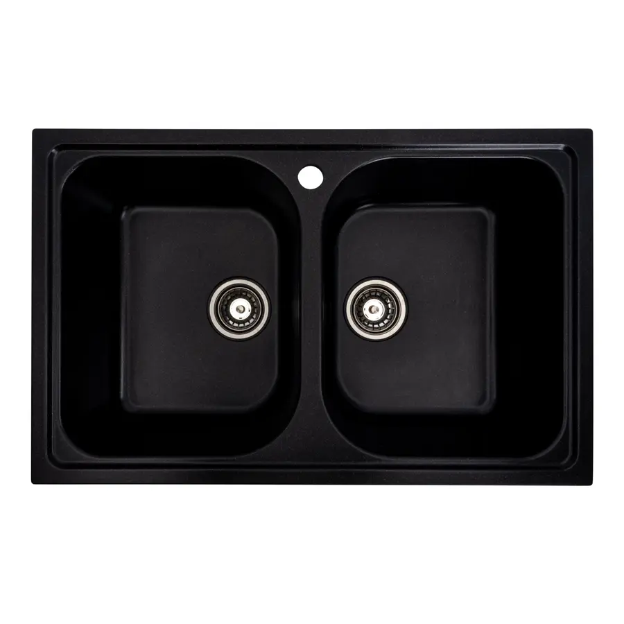 Гранітна мийка для кухні Platinum 7950 Equatoria глянець Чорний металік