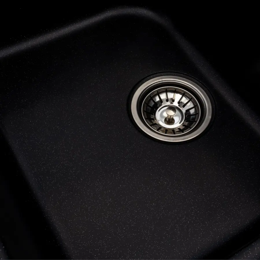 Гранітна мийка для кухні Platinum 7950 Equatoria глянець Чорний металік